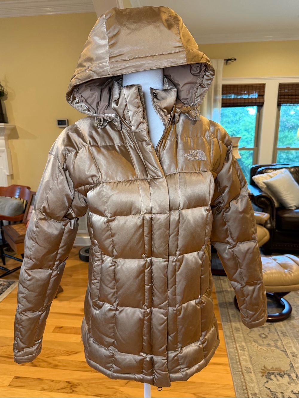 The North Face 600 Fill Down Hooded Puffer Coat Gold Metallic Bronze Medium⁠